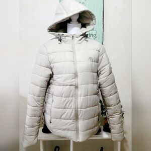 Woman's Aeropostale Beige Hooded Fleece Lined Puffer Jacket
